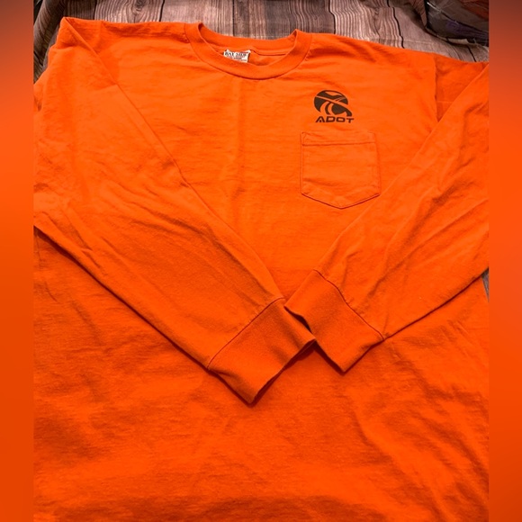 Bayside USA-Made Long Sleeve T-Shirt with a Pocket - Orange, - Picture 3 of 11